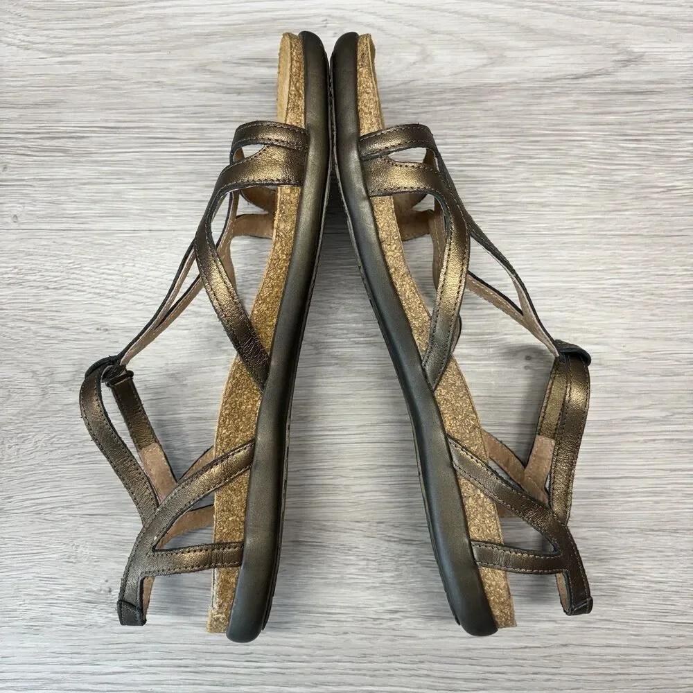 Naot Womens 42 US 11 Dorith Bronze Strappy Leather Sandals Boho Grecian Handmade